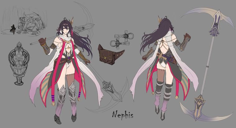 Nephis character design sheet